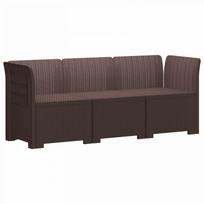 3-Vietis Sodo Sofa Ratanų Išvaizda PP Ruda