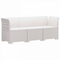 3- vietis Sodas Sofas Ratanas PP Balta
