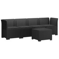 4 vietų sodo sofa su pagalvėmis pintinės išvaizdos PP Antracito