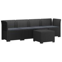 4 vietų sodo sofa su pagalvėmis pintinės išvaizdos PP Antracito