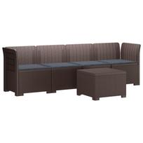 4 vietų sodo sofa su pagalvėmis pintinės išvaizdos PP Ruda