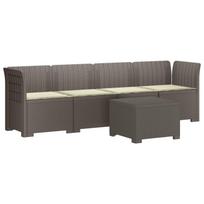 4 vietų sodo sofa su pagalvėmis pintinės išvaizdos PP