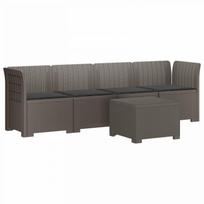 4 vietų sodo sofa su pagalvėmis pintinės išvaizdos PP