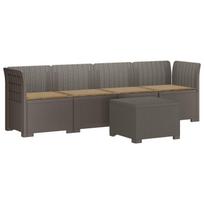 4 vietų sodo sofa su pagalvėmis pintinės išvaizdos PP