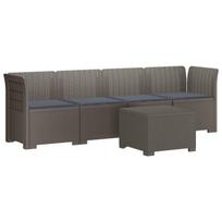 4 vietų sodo sofa su pagalvėmis pintinės išvaizdos PP
