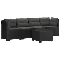4 vietų sodo sofa su pagalvėmis pintinės išvaizdos PP Antracito