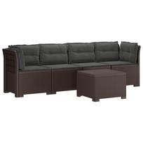 4 vietų sodo sofa su pagalvėmis pintinės išvaizdos PP Ruda