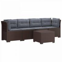 4 vietų sodo sofa su pagalvėmis pintinės išvaizdos PP Ruda