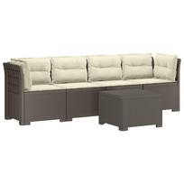 4 vietų sodo sofa su pagalvėmis pintinės išvaizdos PP