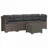 4 vietų sodo sofa su pagalvėmis pintinės išvaizdos PP