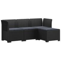 4 Vietų Sodo Sofa su Pagalvėlėmis Ratanų Imitacija PP Antracito