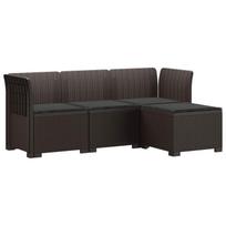 4 Vietų Sodo Sofa su Pagalvėlėmis Ratanų Imitacija PP Ruda