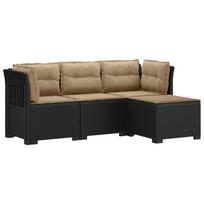 4 Vietų Sodo Sofa su Pagalvėlėmis Ratanų Imitacija PP Antracito