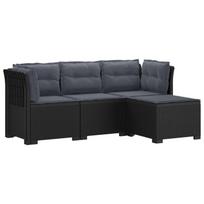 4 Vietų Sodo Sofa su Pagalvėlėmis Ratanų Imitacija PP Antracito