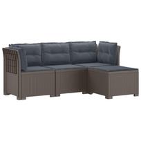 4 Vietų Sodo Sofa su Pagalvėlėmis Ratanų Imitacija PP