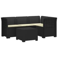 4 Vietų Sodo Sofa su Pagalvėlėmis Ratanų Imitacija PP Antracito