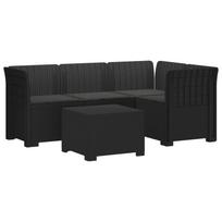 4 Vietų Sodo Sofa su Pagalvėlėmis Ratanų Imitacija PP Antracito