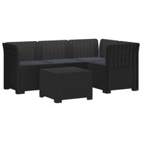 4 Vietų Sodo Sofa su Pagalvėlėmis Ratanų Imitacija PP Antracito