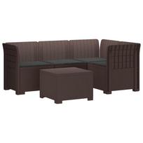 4 Vietų Sodo Sofa su Pagalvėlėmis Ratanų Imitacija PP Ruda