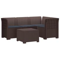 4 Vietų Sodo Sofa su Pagalvėlėmis Ratanų Imitacija PP Ruda