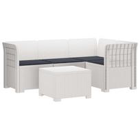 4 Vietų Sodo Sofa su Pagalvėlėmis Ratanų Imitacija PP Balta