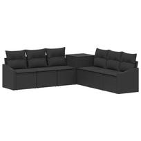 Sofos komplektas 7 pcs Juoda Poli ratanas ir plienas