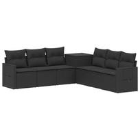 Sofos komplektas 7 pcs Juoda Poli ratanas ir plienas