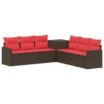 Sofos komplektas 7 pcs Ruda ir raudona Poli ratanas ir plienas