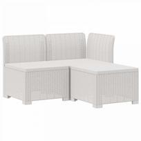 3- vietis Sodas Sofas Ratanas PP Balta