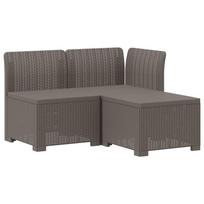 3- vietis Sodas Sofas Ratanas PP Šviesiai pilka