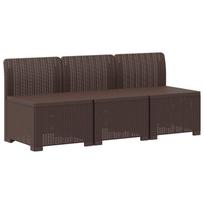 3- vietis Sodas Sofas Ratanas PP Ruda