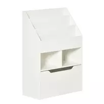 HOMCOM vaikiška knygų lentyna su stalčiumi, 3 lentynomis ir 2 atviromis lentynomis, daiktų laikymo lentyna vaiko kambariui, žaidimų kambariui, baltos spalvos, 60 x 29,9 x 90 cm