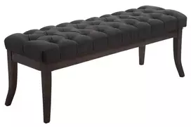 Sėdimoji suoliukas | Tamsiai pilkas audinys, 120 cm, medinės kojos
