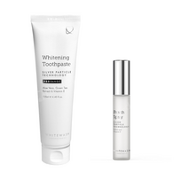 Whitewash Laboratories balinantis burnos priežiūros rinkinys – dantų pasta + burnos gaiviklis su sidabro dalelėmis 50ml.