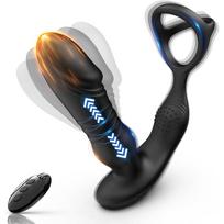 Analinis vibratorius vyrams su penio žiedu ir teleskopiniu masažu