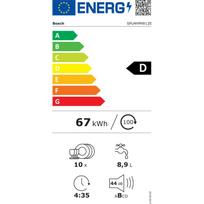Bosch Indaplovė SPU4HMW12E, 10 vietų, 6 programos, energijos klasė D, ekranas, AquaStop funkcija, balta