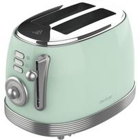 Cecotec Toaster Toast&Taste 800 Vintage 3209, 850 W, 2 lizdai, nerūdijantis plienas, šviesiai žalia, papildoma pakėlimo funkcija