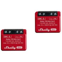 Shelly išmanusis šviesos jungiklis 1PM Mini Gen3 1PMMiniGen3x2, 110-240 VAC, 2000 W, 8MB, 30-70 % RH, 20 grafikų, 802.11 b/g/n