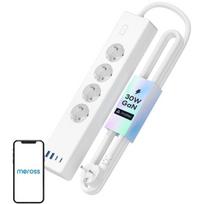 Meross MSP844SMA-EU, išmanusis greito įkrovimo ilgiklis, 16A 3680W, 4x AC lizdas, 2x USB-C, 2x USB-A, PD 30W, QC 3.0 18W