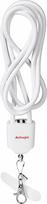 Activejet lanyard with 3-in-1 charging cable, white. Ends with various connectors: USB-C, Lightning adapter, USB-A