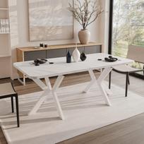 Loft stiliaus išskleidžiamas valgomojo stalas DANTON Spalvos: Balta / marmuras bianco