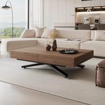 Išskleidžiamas kavos staliukas SANELLE X su aukščio reguliavimo galimybe Spalvos: Juoda / truffle brown davos oak