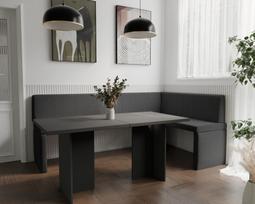 Virtuvinis kampas OWEN Kampo pusė: Dešinė, Spalvos: Inari 100 (Juoda), Dydis: 142x196 cm