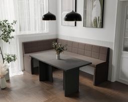 Virtuvinis kampas MELVIN Kampo pusė: kairė, Dydis: 142x196 cm , Spalvos: Inari 28 (Ruda)