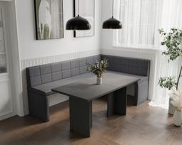 Virtuvinis kampas MELVIN Kampo pusė: dešinė, Spalvos: Soft 29 (pilka), Dydis: 142x196 cm