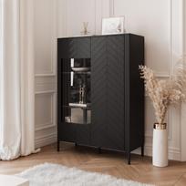 Plati dviejų durų vitrina LORIEN 103 cm Spalvos: Juoda painflow