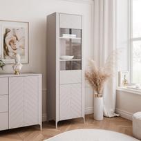 Aukšta siaura vitrina LORIEN 60 cm Spalva: kašmyras