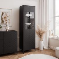 Aukšta siaura vitrina LORIEN 60 cm Spalvos: Juoda painflow
