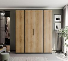 Keturdurė varstoma spinta VERONA 200 cm LED apšvietimas: ne, Spalvos: Juoda / ąžuolas evoke
