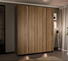 Keturdurė varstoma spinta VERONA 200 cm LED apšvietimas: taip, Spalvos: Juoda / ąžuolas evoke